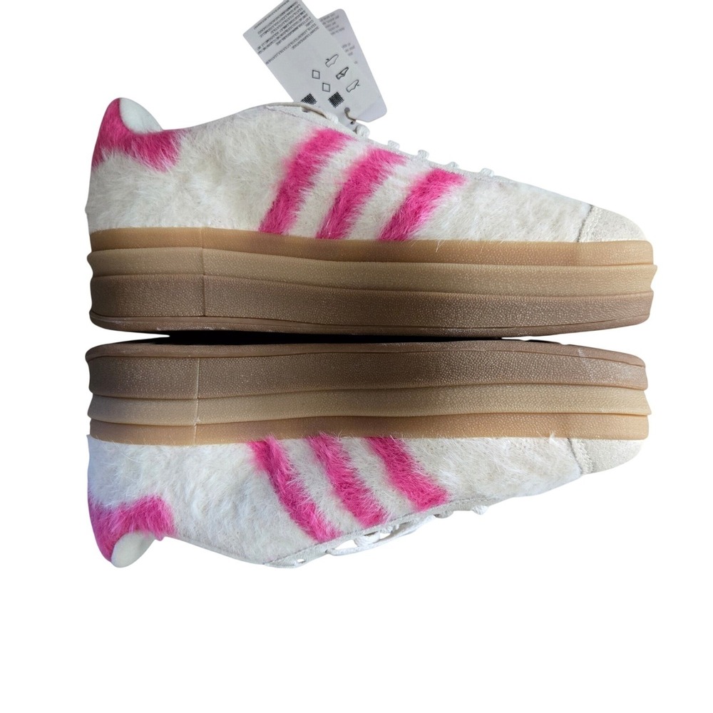 Adidas Gazelle Bold W Women 7.5 Cream Pink New Faux Fur Platform Sneakers